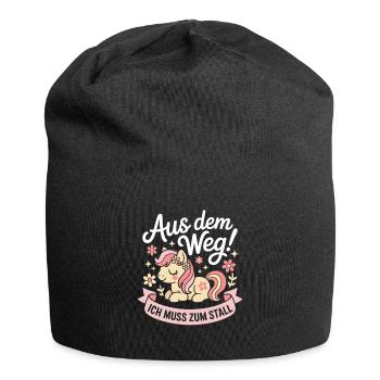 Riding out of the way to the stable horse girl horses - Jersey Beanie - black - Front