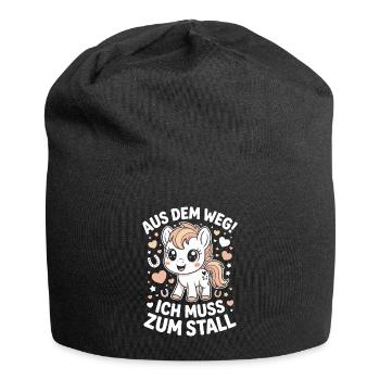 Riding out of the way to the stable horse girl horses - Jersey Beanie - black - Front