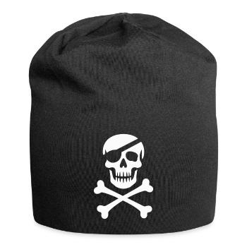 Classic Jolly Roger Pirate Skull - Jersey Beanie - black - Front