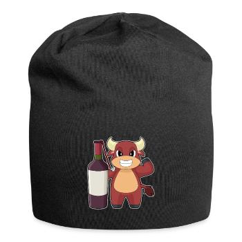 Stier Flasche Rotwein - Jersey-Beanie - Schwarz - Vorne