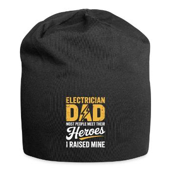Elektriker Papa Electrician Dad I Raised Mine - Jersey-Beanie - Schwarz - Vorne