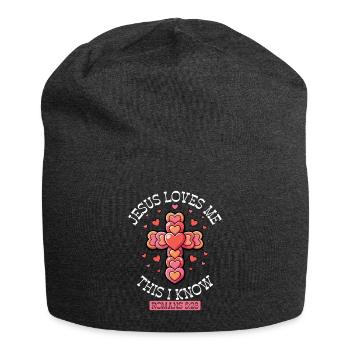 Cœurs croisés Jésus m’aime - Bonnet en jersey - charbon - Devant