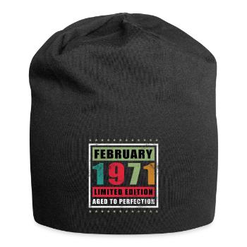 Februar 1971 Geburtstag Februar 1971 Februar - Jersey-Beanie - Schwarz - Vorne