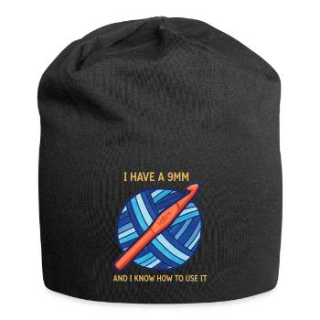 Crochet Lover Knitting I Have A 9mm And I Know It - Jersey Beanie - black - Front