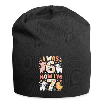 Anniversaire 7 ans : Imprimé animal - Bonnet en jersey - noir - Devant