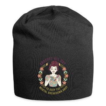 Crochet Lover crochet toute la journée Effondrement mental - Bonnet en jersey - noir - Devant