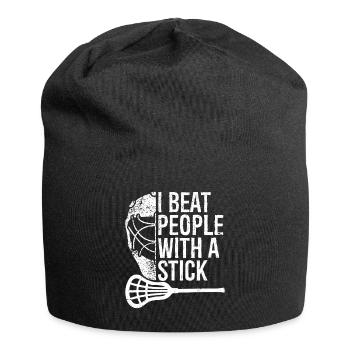 Joueur de lacrosse Lax bat les gens avec un bâton - Bonnet en jersey - noir - Devant