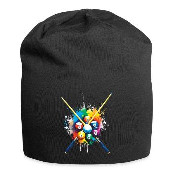 Billard – Illustration von bunten Billardkugeln - Jersey-Beanie - Schwarz - Vorne