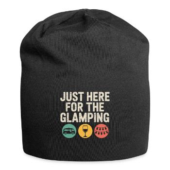 Nur zum Glamping hier - Jersey-Beanie - Schwarz - Vorne
