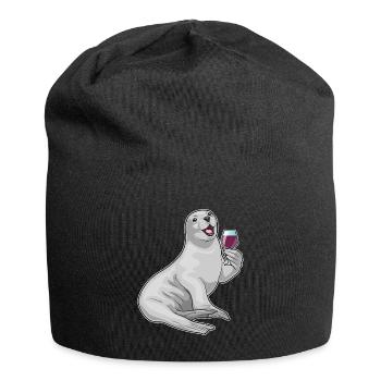 Seehund Rotwein - Jersey-Beanie - Schwarz - Vorne