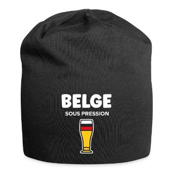Belgisches Druckglasbier - Jersey-Beanie - Schwarz - Vorne