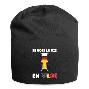 La Vie Belge Verre Bière Stylisé - Bonnet en jersey - noir - Devant