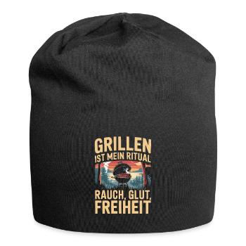  Grillen Ist Mein Ritual Rauch Glut Freiheit BBQ - Jersey-Beanie - Schwarz - Vorne