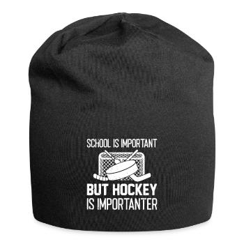 L’école est importante mais le hockey est plus important - Bonnet en jersey - noir - Devant