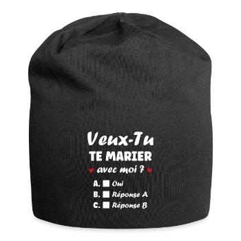 Interactive Wedding Proposal - Jersey Beanie - black - Front