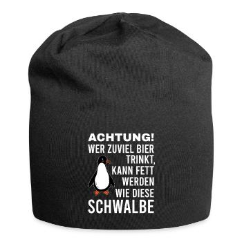 Wer zuviel Bier trinkt Fett Schwalbe Pinguin - Jersey-Beanie - Schwarz - Vorne
