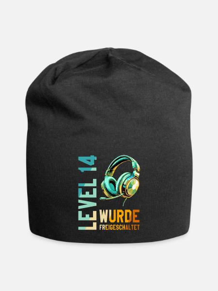 14. Geburtstag Junge Mädchen Teenager Level 14 - Jersey-Beanie - Schwarz