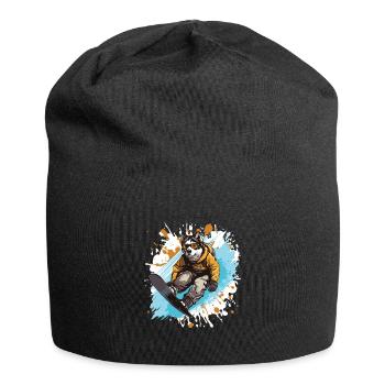 Husky Hund Snowboard - Jersey-Beanie - Schwarz - Vorne