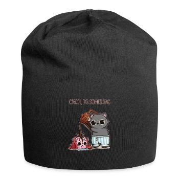 C’mon, Do Something – Kaffee für mein Gehirn - Jersey-Beanie - Schwarz - Vorne