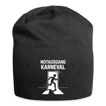 Notausgang Karneval Lustiger Fasching Spruch - Jersey-Beanie - Schwarz - Vorne