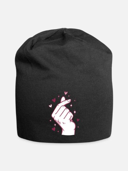 Kpop Koreanische Musik Niedliche Finger Herz Liebe Korea - Jersey-Beanie - Schwarz