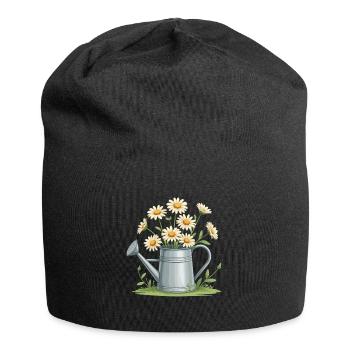 Daisies in the watering can - Jersey Beanie - black - Front