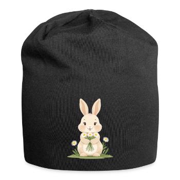 Delicate bunny with daisies - Jersey Beanie - black - Front