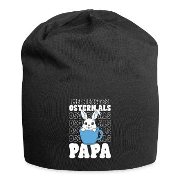 Osterhase im Becher Papa - Jersey-Beanie - Schwarz - Vorne
