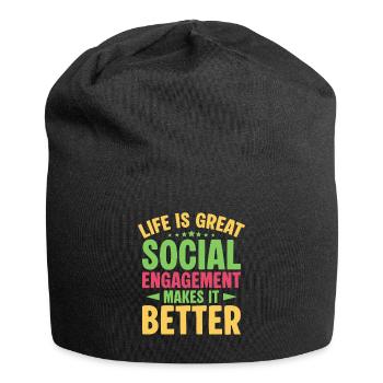 Social Worker Quote Engagement Makes It Better - Jersey-Beanie - Schwarz - Vorne