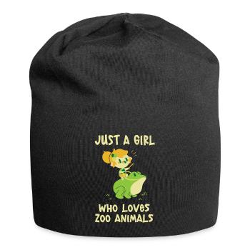Zoo Tiere Tierpark Mädchen Frau Frosch - Jersey-Beanie - Schwarz - Vorne