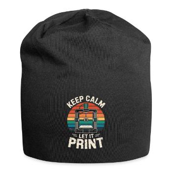 Reste calme, laisse-la imprimer une imprimante 3D qui dit rétro - Bonnet en jersey - noir - Devant