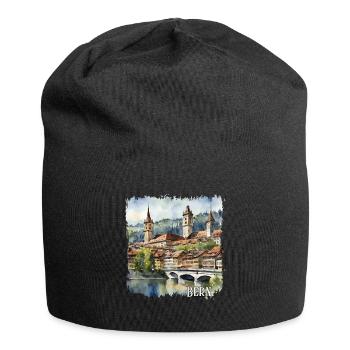 Bern Watercolour, Bern Switzerland - Jersey Beanie - black - Front