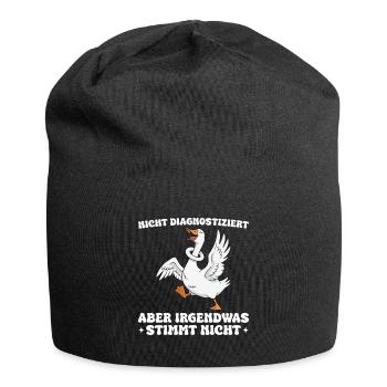 Lustige Gans Spruch Irgendwas stimmt nicht - Jersey-Beanie - Schwarz - Vorne