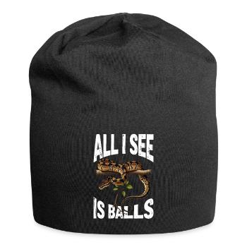 King Python Snakes Lover Terrarium Python - Jersey Beanie - black - Front