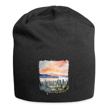 Vancouver Watercolor, Vancouver Canada - Bonnet en jersey - noir - Devant