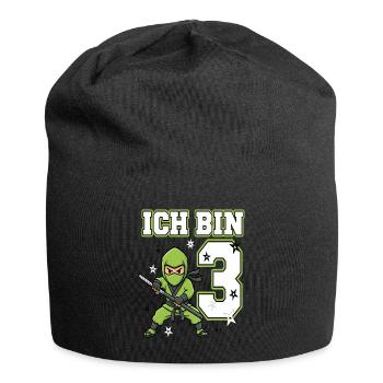 Ich bin 3 Ninja 3. Geburtstag Grüne Karate - Jersey-Beanie - Schwarz - Vorne
