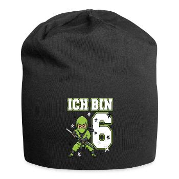 Ich bin 6 Ninja 6. Geburtstag Grüne Karate - Jersey-Beanie - Schwarz - Vorne