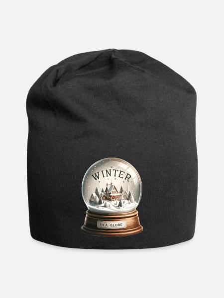 Winterzauber Schneekugel-Dorf - Jersey-Beanie - Schwarz