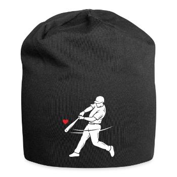 Baseball Batter Silhouette Heart - Jersey Beanie - black - Front