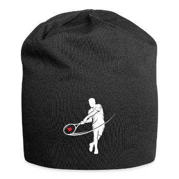 Tennis Silhouette Herz im Schläger Motiv - Jersey-Beanie - Schwarz - Vorne