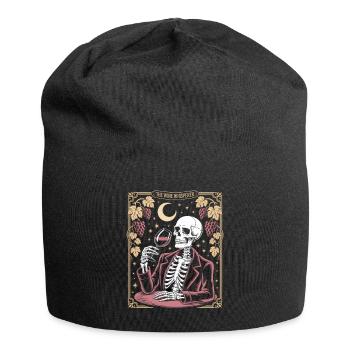 The Wine Whisperer Skeleton Wine Moon Grapes - Jersey Beanie - black - Front
