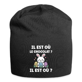 Wo ist die Schokolade? - Jersey-Beanie - Schwarz - Vorne