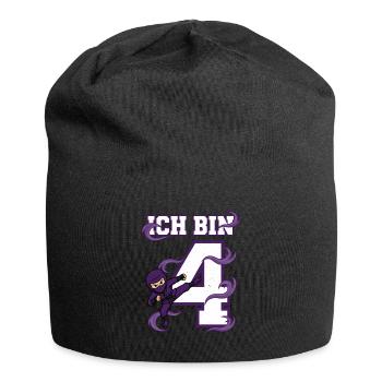 Je suis 4 Ninja 4e anniversaire Karaté Violet - Bonnet en jersey - noir - Devant