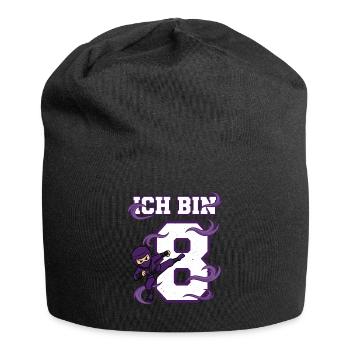 Ich bin 8 Ninja 8. Geburtstag Lila Karate - Jersey-Beanie - Schwarz - Vorne