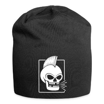Punk Rock Skull With Mohawk - Jersey Beanie - black - Front