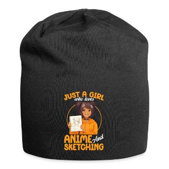 Nur Ein Mädchen, Das Anime Liebt Und Afro Zeichnet - Jersey-Beanie - Schwarz - Vorne