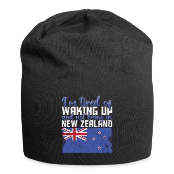 Müde vom Aufwachen ohne Neuseeland zu sein - Jersey-Beanie - Schwarz - Vorne