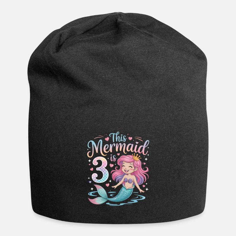 3e anniversaire de la sirène 3 ans - Bonnet en jersey - noir