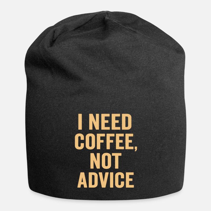 Coffee first, no advice - Jersey Beanie - black