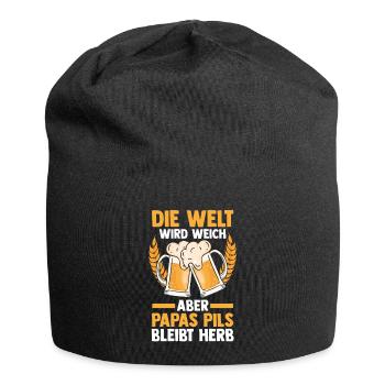 Bière, fête des pères, papa, papa - Bonnet en jersey - noir - Devant